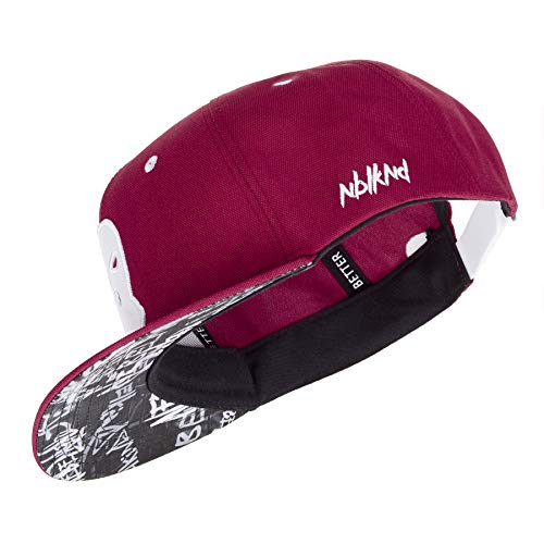 Nebelkind Snapback-Cap-Herren Damen Sturmmaske Weinrot, Einheitsgröße OneSize, Größenverstellbar, Unisex, hochwertige Basecap trendig, Streetwear Style, Baseball-Kappe mit geradem Schirm, Retro von Nebelkind