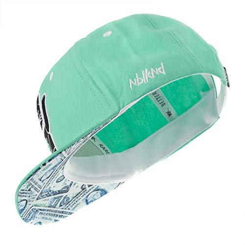 Nebelkind Snapback-Cap-Herren Damen Winkekatze Mintgrün, Einheitsgröße OneSize, Größenverstellbar, Unisex, hochwertige Basecap trendig, Streetwear Style, Baseball-Kappe mit geradem Schirm, Retro von Nebelkind