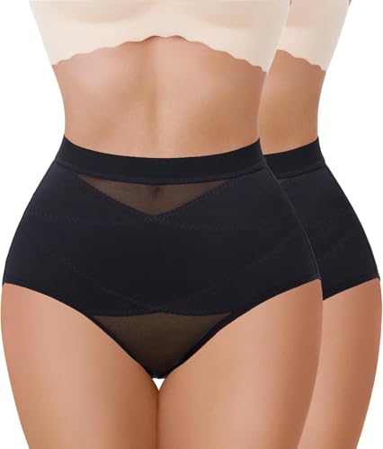 Nebility 2er Shapewear Damen Bauchweg Unterhose Miederslips Niedrige Taille Miederhose Bauch Weg Body Shaper Figurformende Unterwäsche Miederpants von Nebility