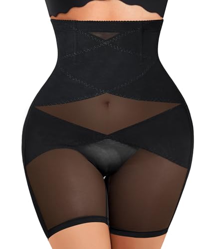 Nebility Damen Bauchkontrolle Hohe Taille Trainer Body Shaper, Schwarz, Mitte der Oberschenkel, Large von Nebility