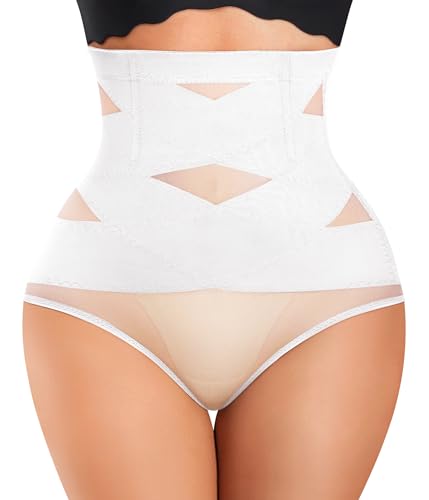 Nebility Damen Bauchkontrolle Hohe Taille Trainer Body Shaper, Weiss/opulenter Garten, X-Large von Nebility