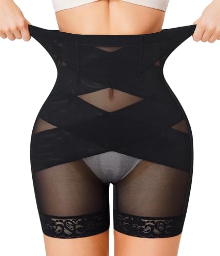 Nebility Shapewear Bauchkontrolle Body Shaper Hohe Taille Butt Lifting Panties Shapewear Shorts Oberschenkel Slimmer, Schwarz, X-Large von Nebility