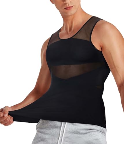 Nebility Shapewear Herren Kompressionsshirt Elastische Bauchweg Unterhemd Ärmellos Compression Shirt Figurformend Muskelshirts Tank Top Abnehmen Weste Body Shaper von Nebility