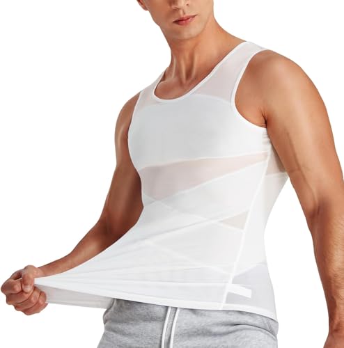 Nebility Shapewear Herren Kompressionsshirt Elastische Bauchweg Unterhemd Ärmellos Compression Shirt Figurformend Muskelshirts Tank Top Abnehmen Weste Body Shaper von Nebility