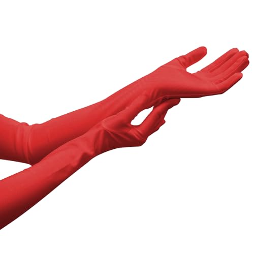 NebulaGlam 1920er Ellenbogen Lange Satin Handschuhe, Damen Elegant, Classic Abendhandschuhe (Rot) von NebulaGlam