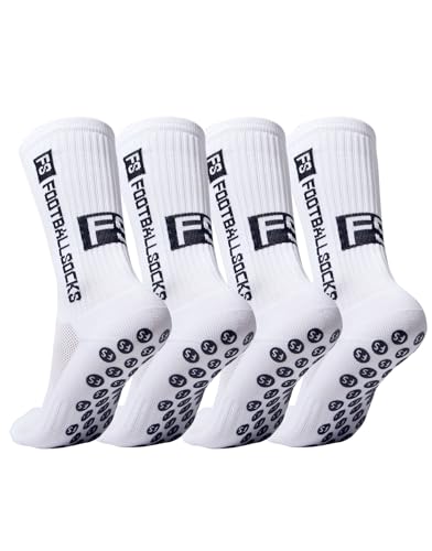 NebulaGlam Grip Socken Fussball, Fussballsocken Männer, Fussball Socken Herren Unisex Socks, Anti-Rutsch-Design, Maßstab 39-46 (Weiß) von NebulaGlam