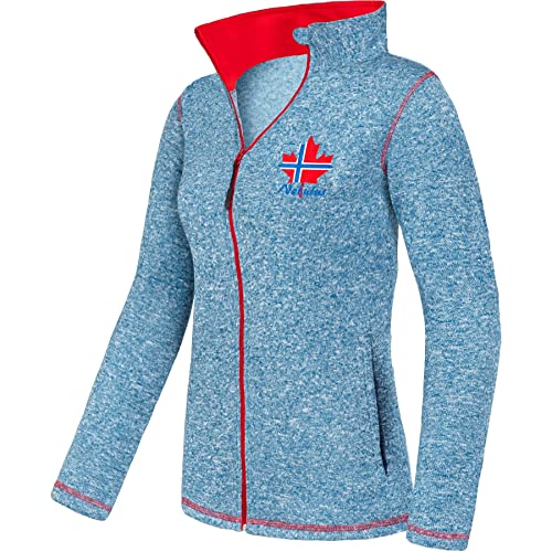 Nebulus Damen Fleecejacke Chios, warme Fleece Jacke, mit langem Full-Zip Reißverschluss, Blue_net-rot - L/40 von Nebulus