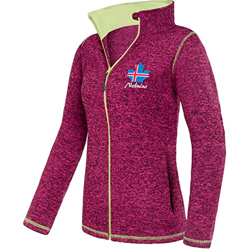 Nebulus Damen Fleecejacke Chios, warme Fleece Jacke, mit langem Full-Zip Reißverschluss, Fuchsia-Lime - XL/42 von Nebulus