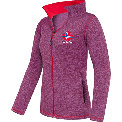 Nebulus Damen Fleecejacke Chios, warme Fleece Jacke, mit langem Full-Zip Reißverschluss, lila-rot - L/40 von Nebulus