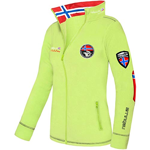 Nebulus Damen Fleecejacke Explore, warme Fleece Jacke, mit langem Full-Zip Reißverschluss, Lime Green - L/40 von Nebulus