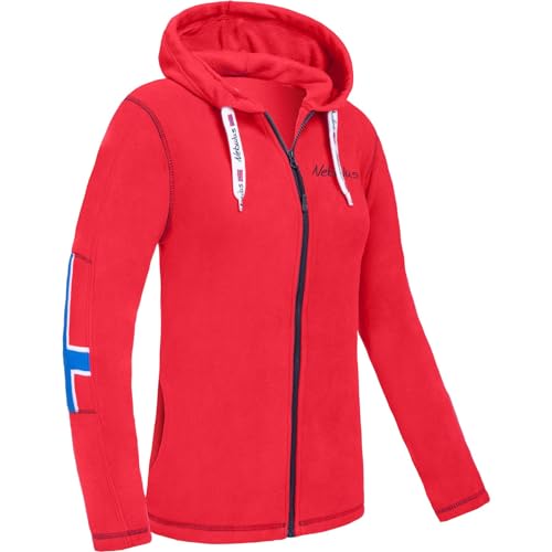 Nebulus Damen Fleecejacke NORDAST, warme Fleece Jacke, mit langem Full-Zip Reißverschluss (DE/NL/SE/PL, Alphanumerisch, M, Regular, Regular, rot-schwarz) von Nebulus