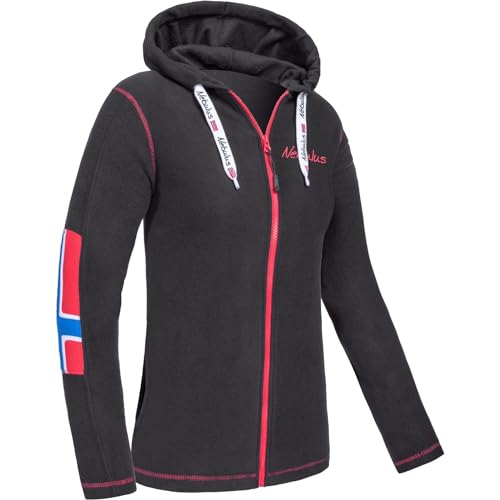 Nebulus Damen Fleecejacke NORDAST, warme Fleece Jacke, mit langem Full-Zip Reißverschluss (DE/NL/SE/PL, Alphanumerisch, XL, Regular, Regular, schwarz-rot) von Nebulus