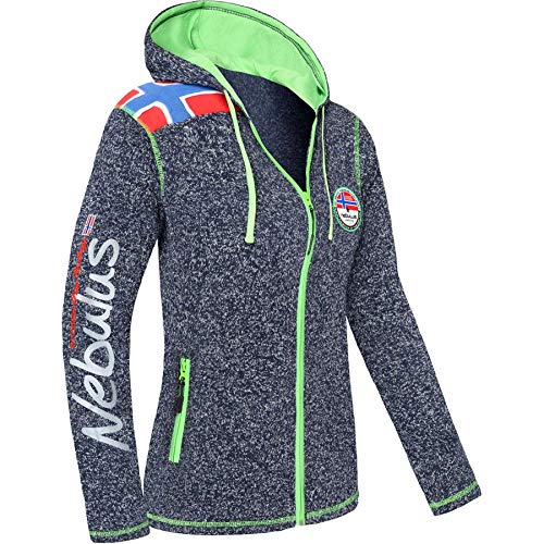 Nebulus Damen Fleecejacke NORSKA, warme Fleece Jacke, mit langem Full-Zip Reißverschluss, Navy meliert - L/40 von Nebulus