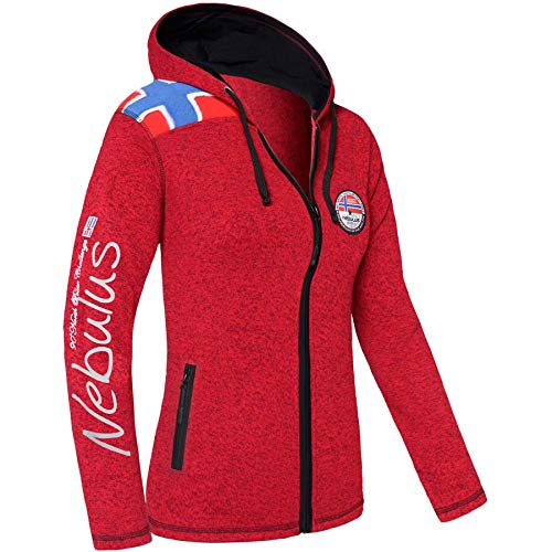 Nebulus Damen Fleecejacke NORSKA, warme Fleece Jacke, mit langem Full-Zip Reißverschluss, rot meliert - M/38 von Nebulus