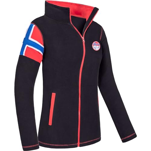 Nebulus Damen Fleecejacke REAL, warme Fleece Jacke, mit langem Full-Zip Reißverschluss, schwarz-rot - M/38 von Nebulus