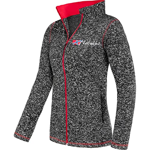 Nebulus Damen Fleecejacke Tanna, warme Fleece Jacke, mit langem Full-Zip Reißverschluss, schwarz-rot - XL/42 von Nebulus