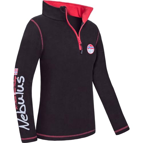 Nebulus Damen Fleecepullover Brent, Warmer Pullover, Pulli aus Fleece mit Half Zip Reißverschluss (DE/NL/SE/PL, Alphanumerisch, L, Regular, Regular, schwarz-rot) von Nebulus