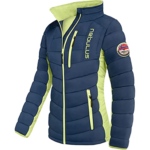 Nebulus Damen Jacke GRAFFITY, warme Outdoorjacke, praktische & vielseitige Übergangs- & Winterjacke, navy-lime_green - XL/42 von Nebulus