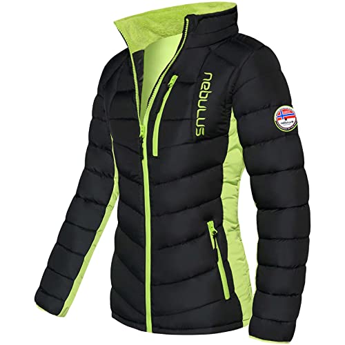 Nebulus Damen Jacke GRAFFITY, warme Outdoorjacke, praktische & vielseitige Übergangs- & Winterjacke, schwarz-lime_gr - L/40 von Nebulus