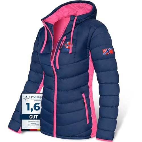 Nebulus Damen Jacke MERIK, warme Outdoorjacke, praktische & vielseitige Übergangs- & Winterjacke, navy-pink - M/38 von Nebulus
