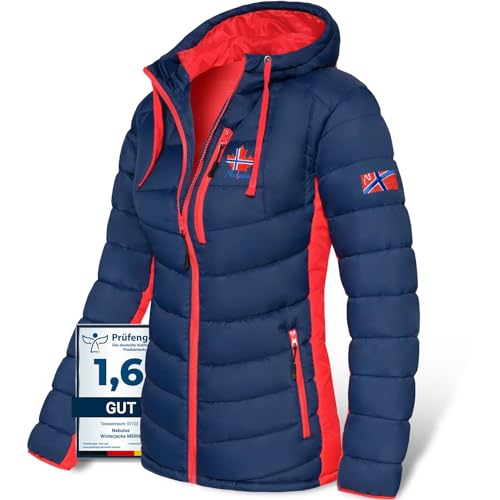 Nebulus Damen Jacke MERIK, warme Outdoorjacke, praktische & vielseitige Übergangs- & Winterjacke, navy-rot - S/36 von Nebulus