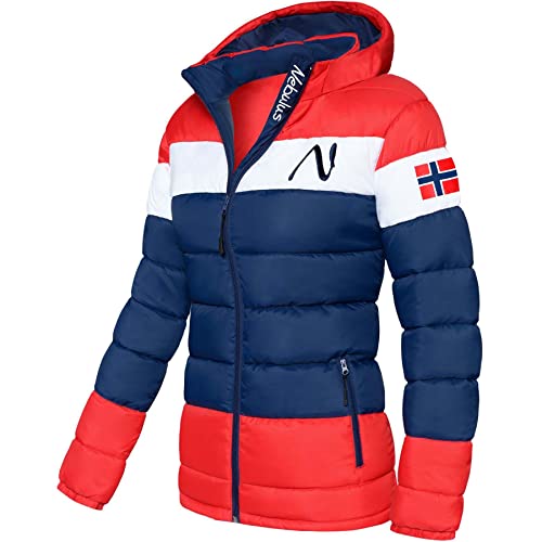 Nebulus Damen Jacke MIXUP, warme Outdoorjacke, praktische & vielseitige Übergangs- & Winterjacke, blau-rot - S/36 von Nebulus