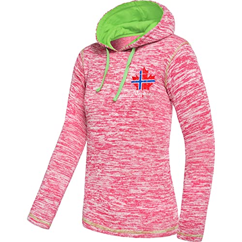 Nebulus Damen Fleecehoody Jake, Warmer Hoody, Kapuzenpullover, pink-Lime - L/40 von Nebulus