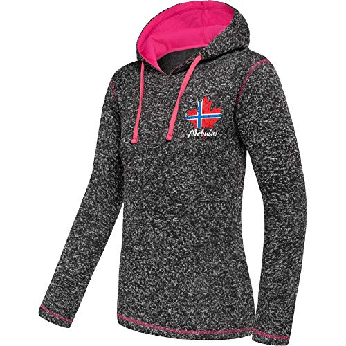 Nebulus Damen Fleecehoody Jake, Warmer Hoody, Kapuzenpullover, schwarz-pink - L/40 von Nebulus