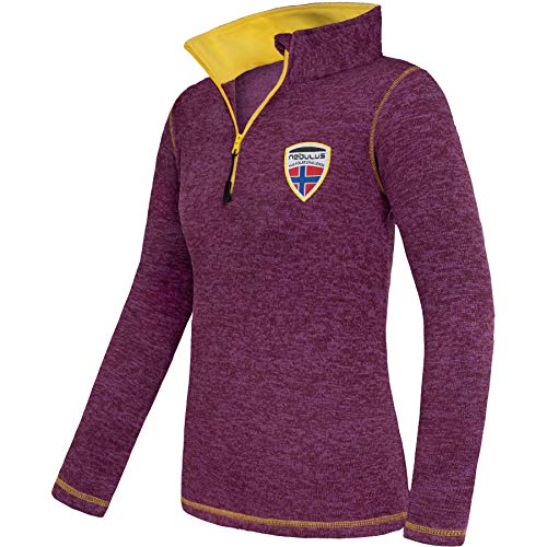 Nebulus Damen Pullover Kyle, Warmer Fleecepullover, Pulli aus Fleece mit Half Zip Reißverschluss, Purple-gelb - L/40 von Nebulus