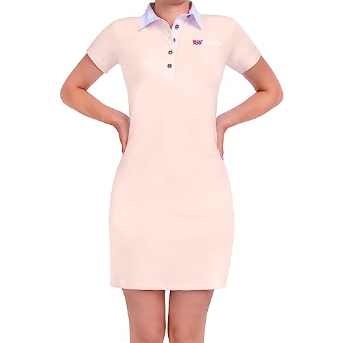 Nebulus Damen Polokleid Adela, luftiges Sommerkleid, leichtes Frühlingskleid, rosa-weiß - L/40 von Nebulus