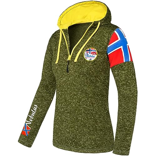 Nebulus Damen Pullover COSTRA, Warmer Fleecepullover, Pulli aus Fleece mit Half Zip Reißverschluss, Gap-grün melier - M/38 von Nebulus