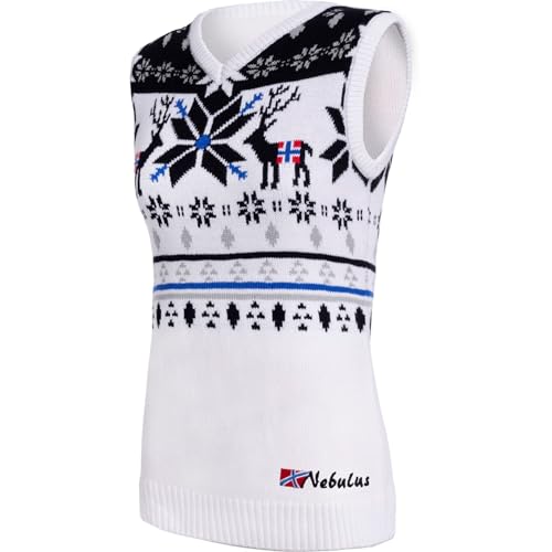 Nebulus Damen Pullunder Sleever, Warmer Pullunder, schicker Pullunder im Norweger-Style, Offwhite-schwar - S/36 von Nebulus