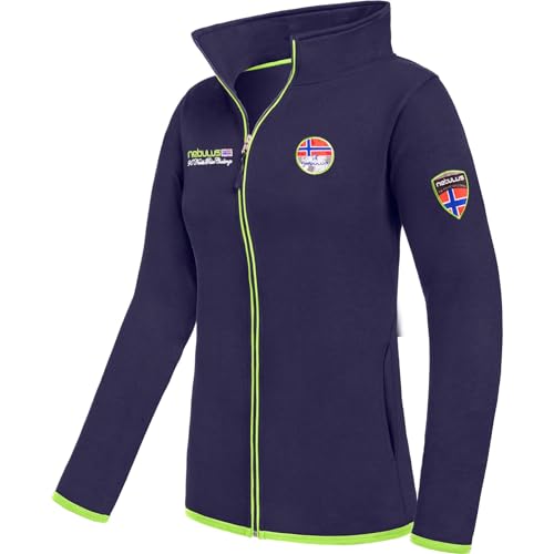 Nebulus Damen Sweatjacke NORY, Übergangsjacke, vielseitig (DE/NL/SE/PL, Alphanumerisch, L, Regular, Regular, navy-lime) von Nebulus