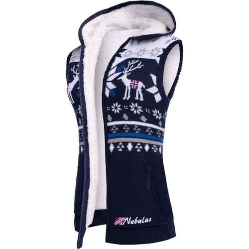 Nebulus Damen Weste NORVEST - B-Ware, warme Weste, mit Kunstfell, Navy-Offwhite - M/38 von Nebulus