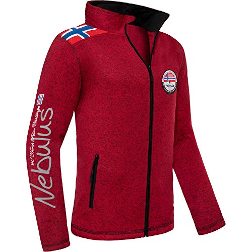 Nebulus Herren Fleecejacke NORKY, warme Fleece Jacke, mit langem Full-Zip Reißverschluss, rot meliert - M von Nebulus