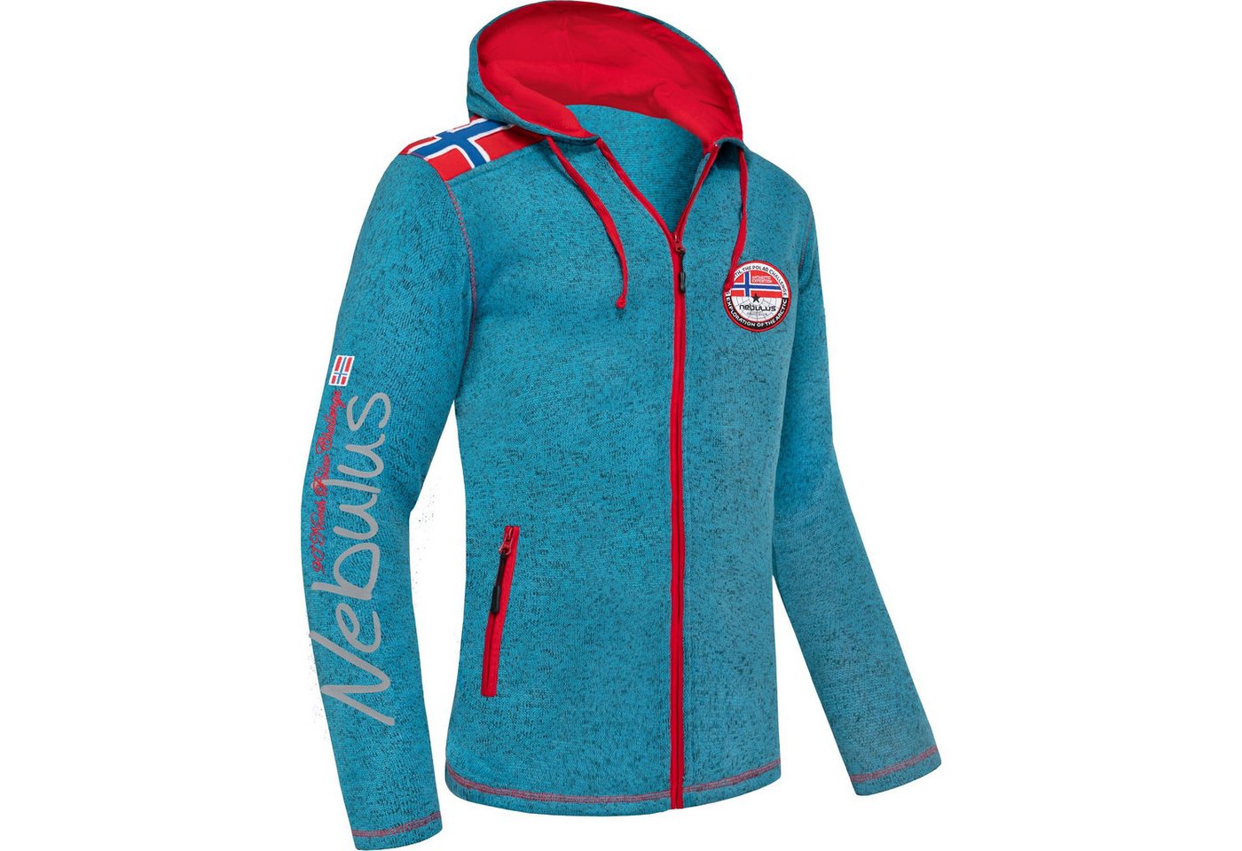 Nebulus Fleecejacke NORSKA, P5141 - Herren, türkis-rot, L von Nebulus