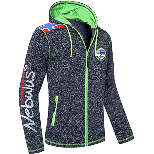 Nebulus Herren Fleecejacke NORSKA, warme Fleece Jacke, mit langem Full-Zip Reißverschluss, Navy meliert - XXL von Nebulus