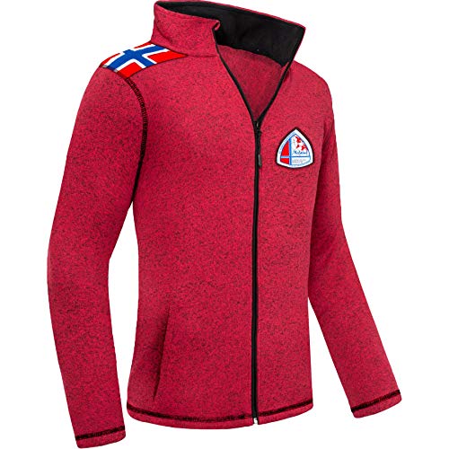 Nebulus Herren Fleecejacke NORSKY, warme Fleece Jacke, mit langem Full-Zip Reißverschluss, rot meliert - XXL von Nebulus