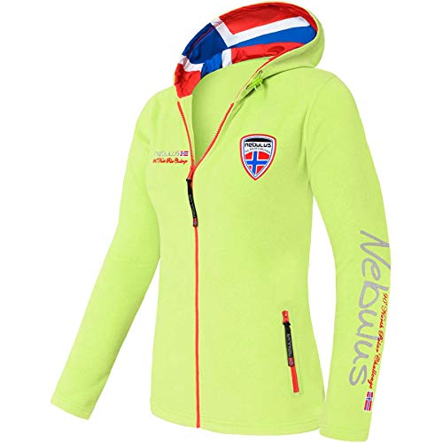 Nebulus Damen Fleecejacke SCHWEDEN, warme Fleece Jacke, mit langem Full-Zip Reißverschluss, Lime Green - L/40 von Nebulus