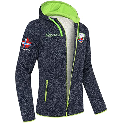 Nebulus Herren Fleecejacke Vladimir, warme Fleece Jacke, mit langem Full-Zip Reißverschluss, navi-Lime - M von Nebulus