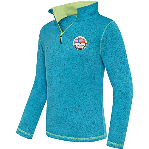 Nebulus Herren Pullover Jimi, Warmer Fleecepullover, Pulli aus Fleece mit Half Zip Reißverschluss, türkis-Lime - L von Nebulus