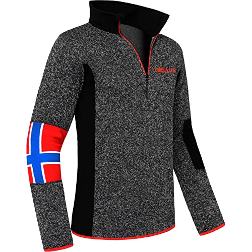 Nebulus Herren Pullover PAO, Warmer Fleecepullover, Pulli aus Fleece mit Half Zip Reißverschluss, schwarz-rot - L von Nebulus