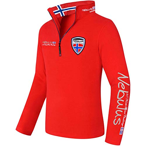 Nebulus Herren Pullover SKANDINAVIA, Warmer Fleecepullover, Pulli aus Fleece mit Half Zip Reißverschluss, rot - L von Nebulus