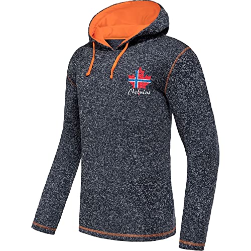 Nebulus Herren Fleecehoody Jake, stylischer Pullover, Kapuze mit Kordelzug, Navy-orange - 3XL von Nebulus