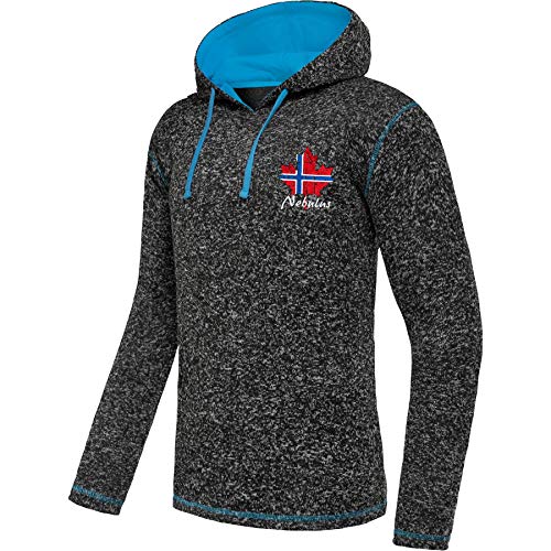 Nebulus Herren Fleecehoody Jake, stylischer Pullover, Kapuze mit Kordelzug, schwarz-Malibu - 3XL von Nebulus