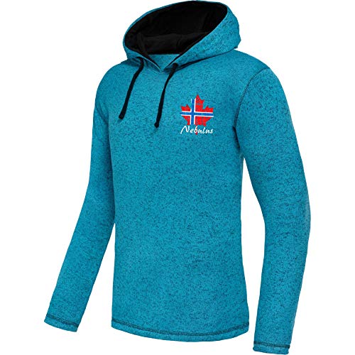 Nebulus Herren Fleecehoody Jake, stylischer Pullover, Kapuze mit Kordelzug, türkis-schwarz - 3XL von Nebulus