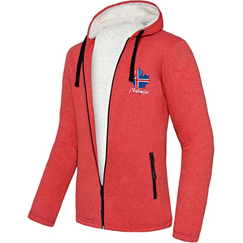 Nebulus Herren Fleecejacke Britannia, warme Fleece Jacke, mit langem Full-Zip Reißverschluss, rot - XL von Nebulus