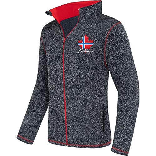 Nebulus Herren Fleecejacke Chios, warme Fleece Jacke, mit langem Full-Zip Reißverschluss, Navy-rot - M von Nebulus