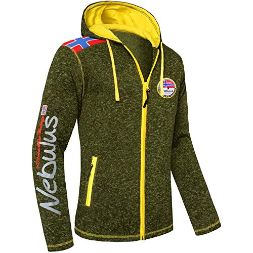 Nebulus Herren Fleecejacke NORSKA, warme Fleece Jacke, mit langem Full-Zip Reißverschluss, Gap-grün Mel - L von Nebulus