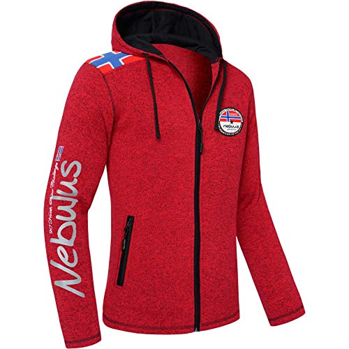 Nebulus Herren Fleecejacke NORSKA, warme Fleece Jacke, mit langem Full-Zip Reißverschluss, rot meliert - 3XL von Nebulus